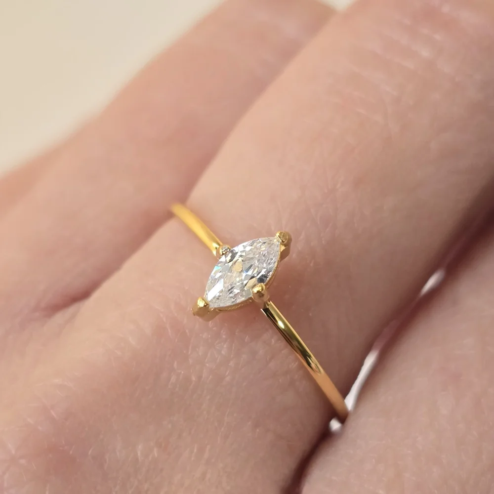 🏷NEW‎ Dainty 18K Gold-plated Marquise Ring